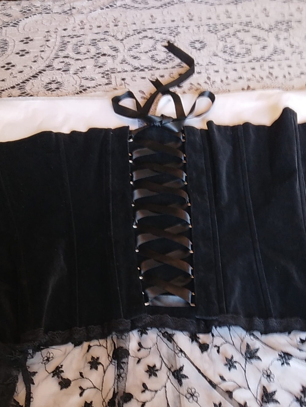 Tripp NYC Black Lace-Trim Corset Top - Picture 2 of 3
